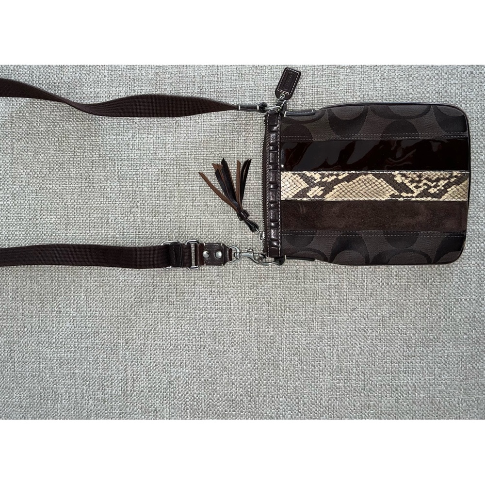 Coach Authentic Crossbody, brown signature canvas, adjustable strap, like new.